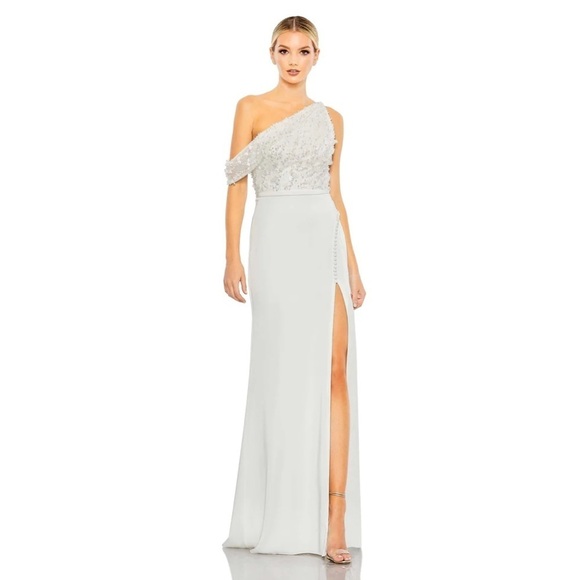 Mac Duggal 11264 NWT EMBELLISHED DROP SHOULDER COLUMN GOWN - Picture 1 of 7